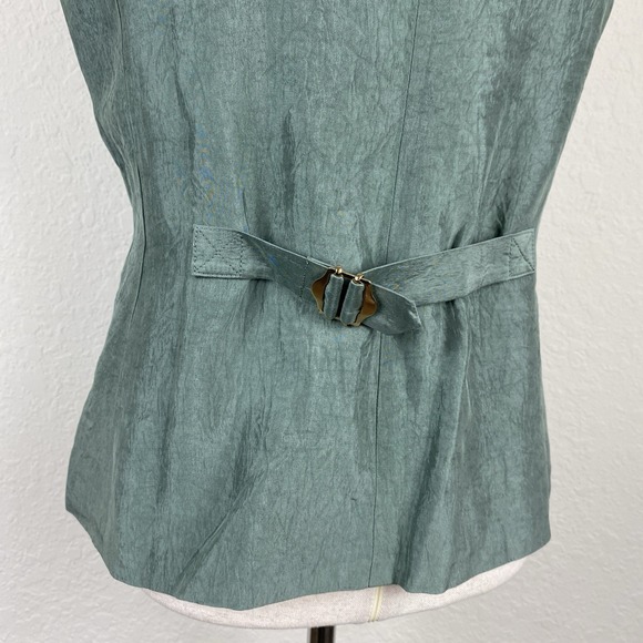 J. Crew NWT Cutaway Vest Top in Satin Size 8 Green Old Money Preppy Textured - Picture 4 of 7